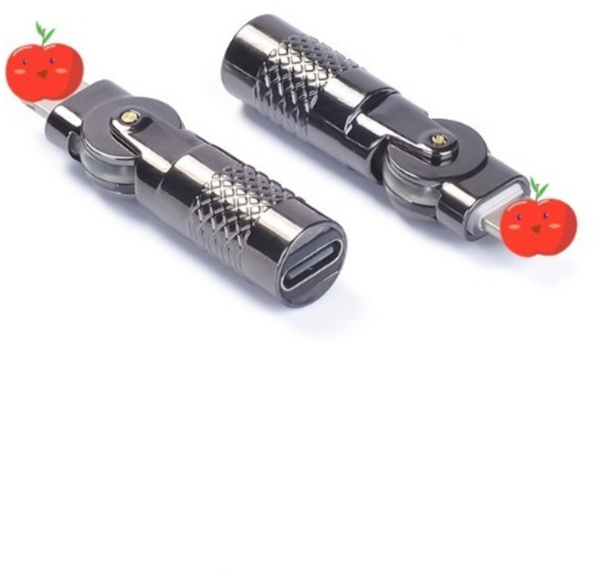 勁祥科技 彎頭旋轉充電鋅合金Type-C母轉Lightning公轉接頭 27W, 1個