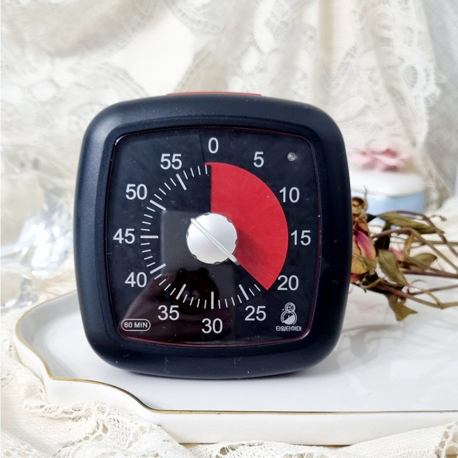 뽀모도로타이머 v3.0 LED 알람스톱 구글타이머 타임타이머 공부타이머 집중력 시간관리 공부습관 스터디 스톱워치 타이머 시계, 블랙