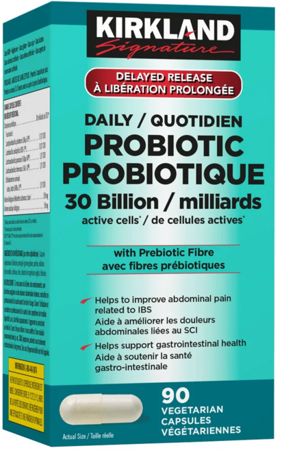 캐나다직송 커클랜드 데일리 프로바이오틱 300억 Kirkland Signature Daily Probiotic 30 Billion 90 Vegetarian Capsules, 1개, 90정