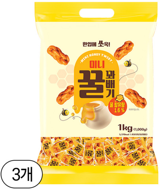 무직타이거 미니 꿀 꽈배기, 3개, 1kg
