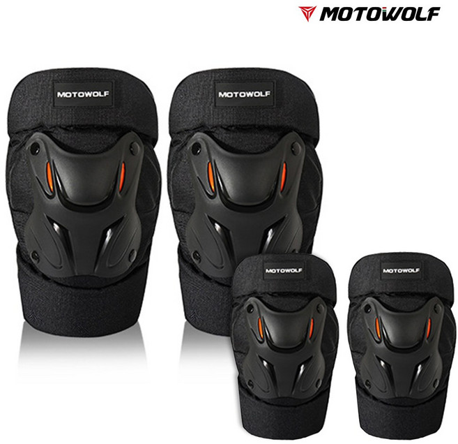 모토울프 오토바이 킥보드 1단 팔무릎보호대 세트 용품, 1개