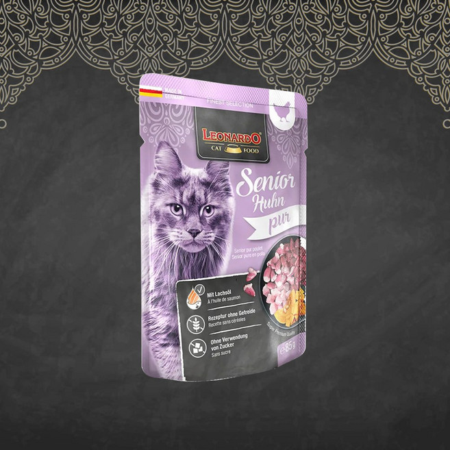 레오나르도 캣 시니어 고양이 습식사료 주식 파우치 퓨어 치킨 85g, 퓨어 치킨 파우치 85g, 1