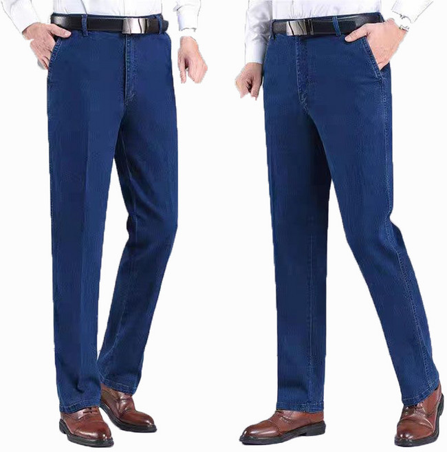 1+1 중년 남자 청바지 스판 바지 하이웨스트 일자 슬랙스 중장년 긴바지 캐주얼 남성 데님 팬츠 YJW