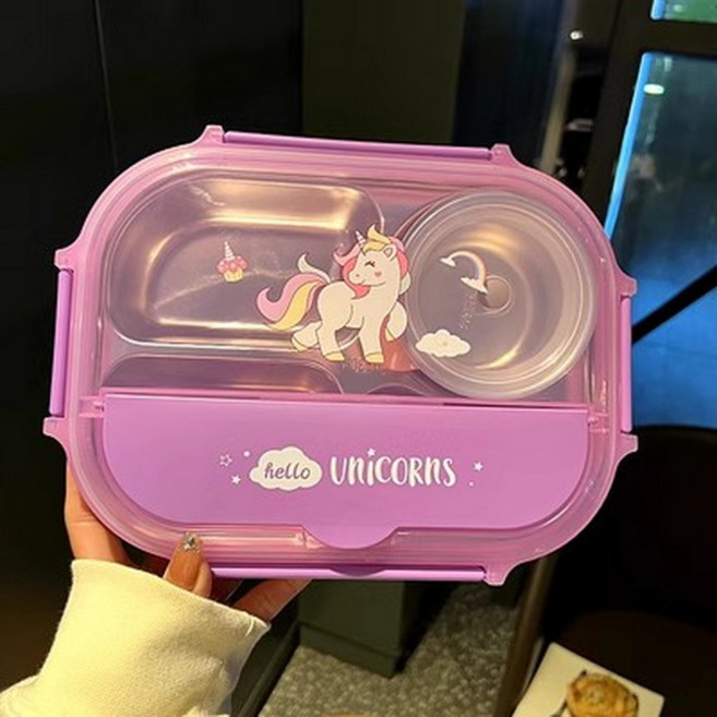 귀여운 캐릭터 스텐 보온 런치박스 도시락통+Integrated International Trade Co. Ltd 머리핀, 유니콘, 1개