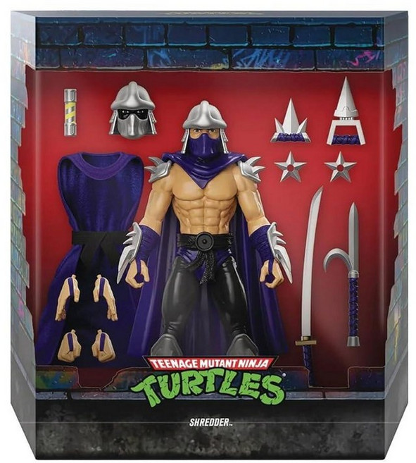 Super7 ULTIMATES! 십대 돌연변이 닌자 거북이 슈레더 실버 아머 17.8cm7인치 TMNT 액션 피규어 액세서리 포함 클래식 만화 수집품 150331, Shredder (Silver Armor)