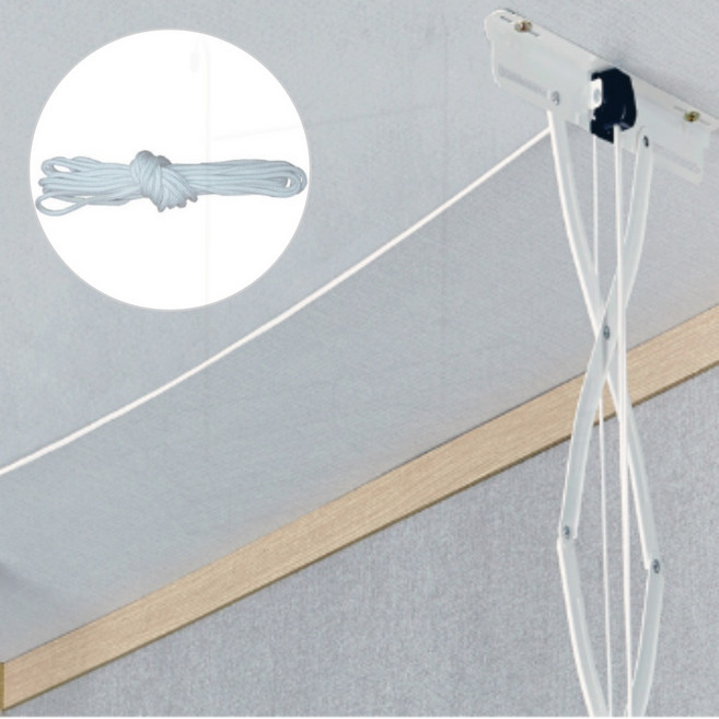 천장 건조대 빨래줄 교체 부품 설치 보수 천정 벽 부착, 1개, 건조대끈+손잡이