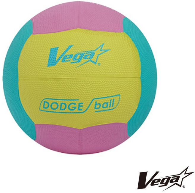 Vega 3號躲避球 軟式橡膠躲避球，耐磨安全，適合室內外場地，多種年齡層適用, 1個, 粉綠黃 躲避球 ODR-307, 粉綠黃 躲避球 ODR-307