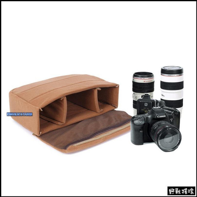 【野戰搖滾】背包專用高品質加厚相機內袋相機袋側背包帆布包郵差包相機包保護袋, 棕色款, 1個