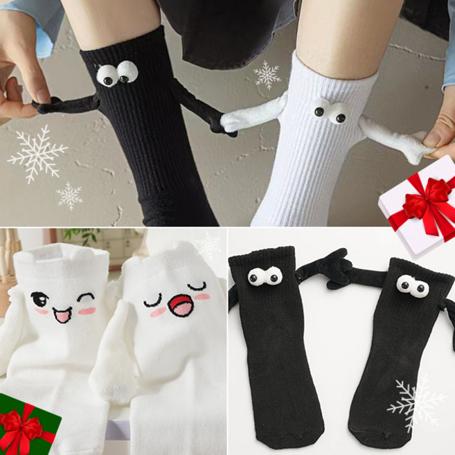 손잡는양말 면 장목 크리스마스 양말 학생 교복 스마일 귀여운 긴목 자석 커플 웃긴 선물