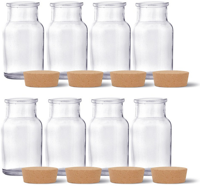 미르코리아 원형 코르크 유리병 FW148, 100ml, 8개