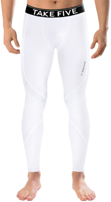 테이크파이브 남자 기능성 긴바지 스포츠 이너웨어 타이즈 레깅스 화이트