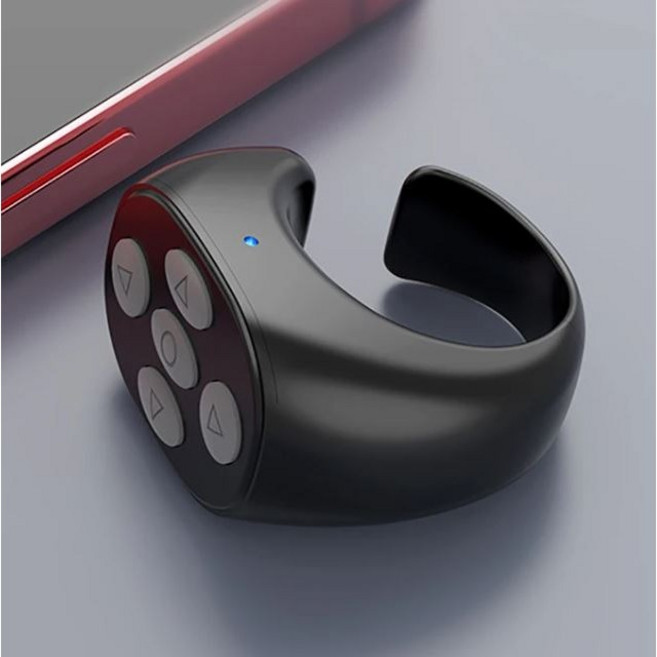 미니 반지형 스마트폰용 마우스 무선 블루투스 핑거 리모컨 숏츠 E북 웹툰 간편 시청 1개 블랙 JX05