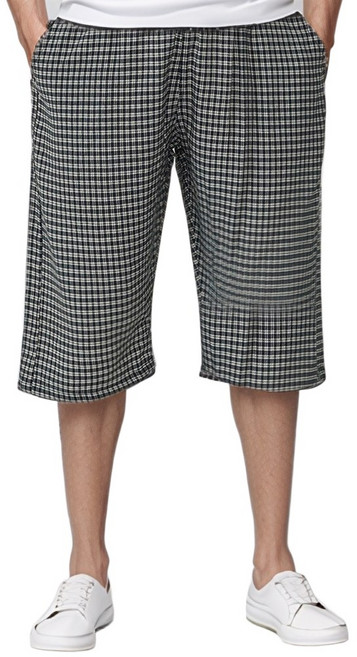 캐리루시 남성 인견 주머니 7부 체크 파자마 잠옷바지