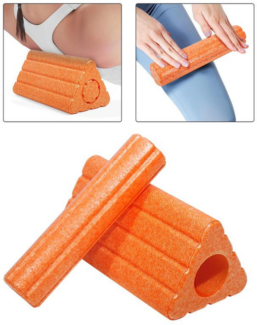 GHSHOP 2 in 1 삼각형 요가 블록 EVA 요가 벽돌 경량 보디 빌딩 홈 체육관 뒤로 목 다리 마사지 필라테스 요가 칼럼 롤러, 에바, 주황색, 1개