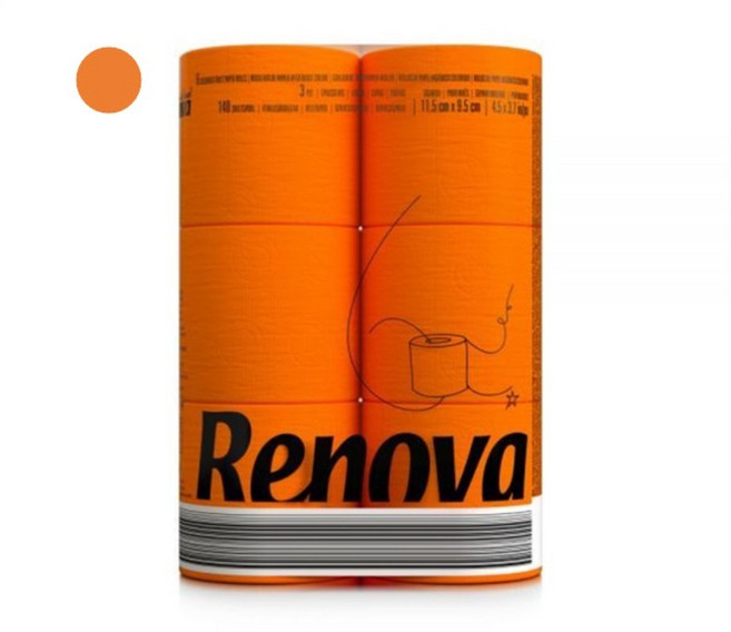 레노바 블랙라벨 컬러 티슈 Orange, 16.1m, 6롤, 1개