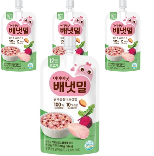 아이배냇 짜먹는 닭가슴살 비트진밥, 100g, 4개, 닭가슴살비트진밥