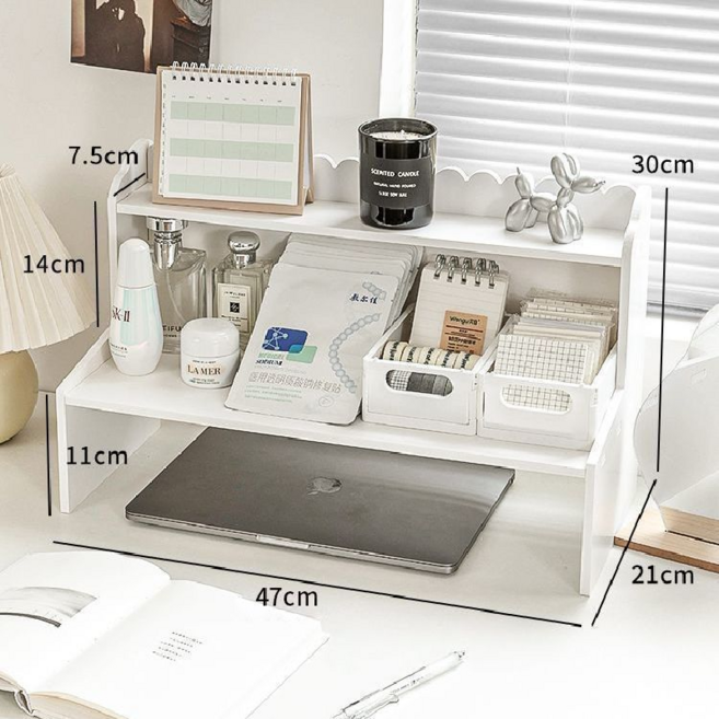 우드 멀티 레이어 격자형 데스크탑 수납 선반 데스크 정리대, 1개, 화이트 대형
