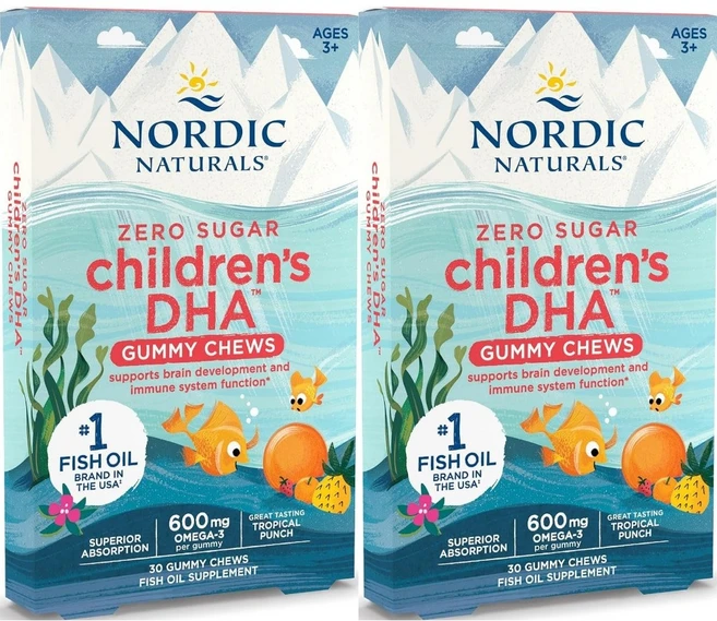 Nordic Naturals 노르딕네추럴스 어린이 키즈 무설탕 칠드런스 DHA 구미 젤리, 2개, 30정, 30정 - 쿠팡