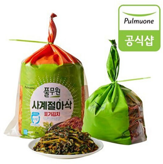 풀무원 [생산직송] 사계절아삭 포기김치(4kg)+열무김치(2kg), 없음