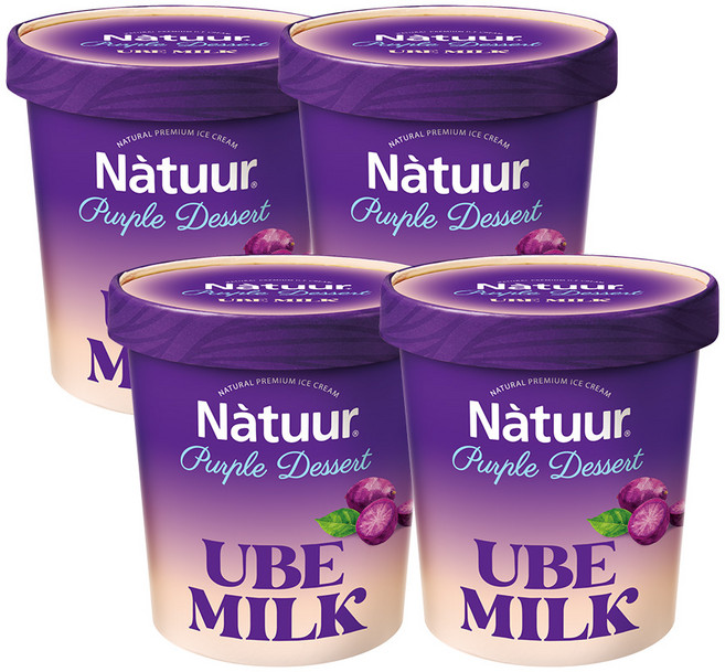 나뚜루 UBE 우베밀크 파인트 아이스크림, 4개, 430ml
