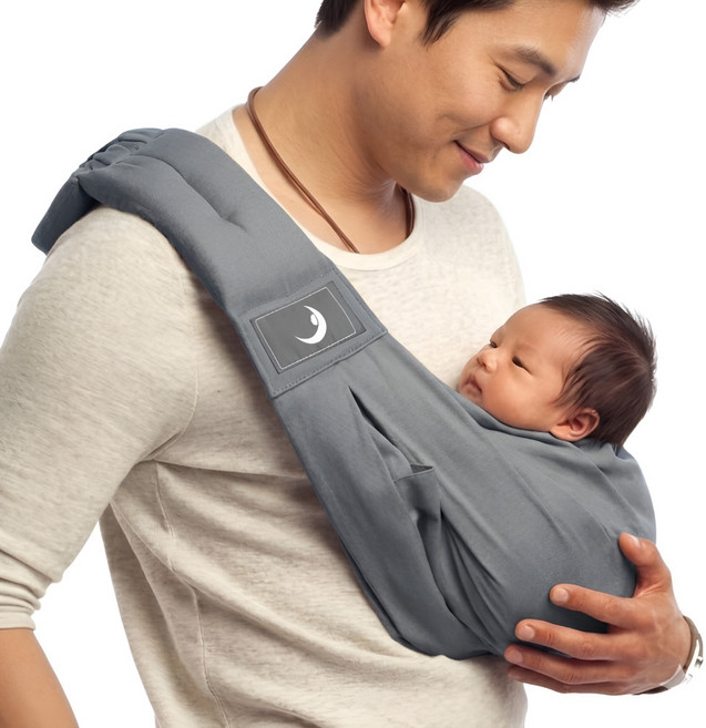 바바슬링 휴대용 신생아 아기띠 경량 슬링백, 그레이