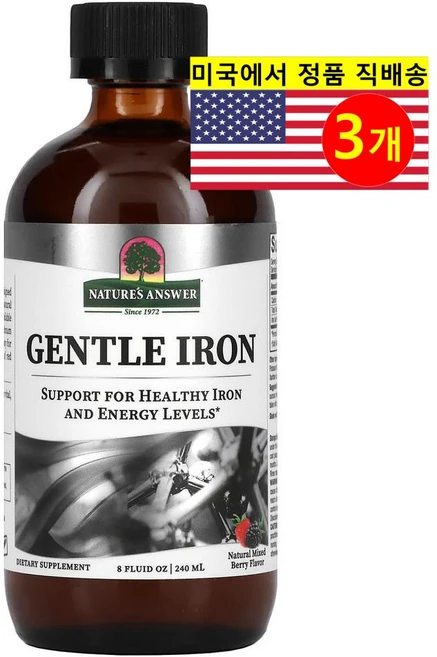 네이쳐스엔서 순한 철분 내추럴 믹스 베리 240ml, 3개 - 쿠팡