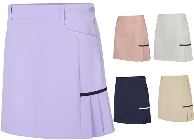 [골프공장] 여성골프웨어 백 플리츠 라인 기능성 스판 주름 골프스커트 XL 골프치마 포함