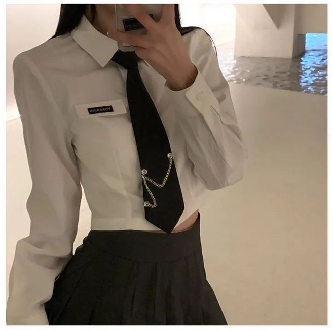 여성 넥타이 여성 체인 장식 넥타이 모던한 스타일 LT