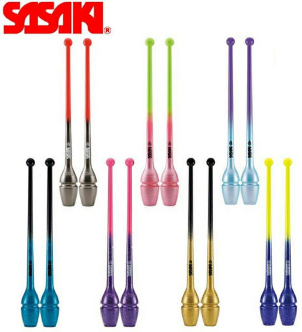 사사키 SASAKI 리듬체조 고무 곤봉 그라데이션 러버 40.5cm, 1개, 블랙 x 골드