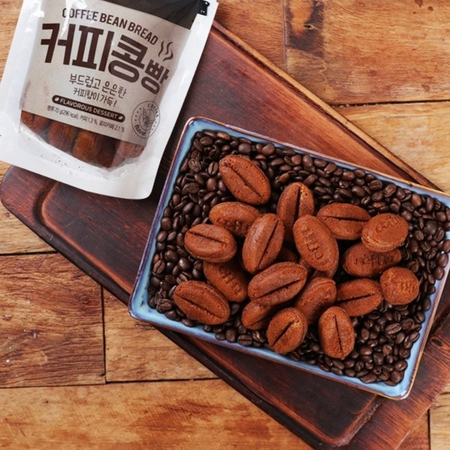 기타 [만쥬데이]부드럽고 은은한 커피콩빵 9개입 x 5봉 (총 350g), 70g, 5개