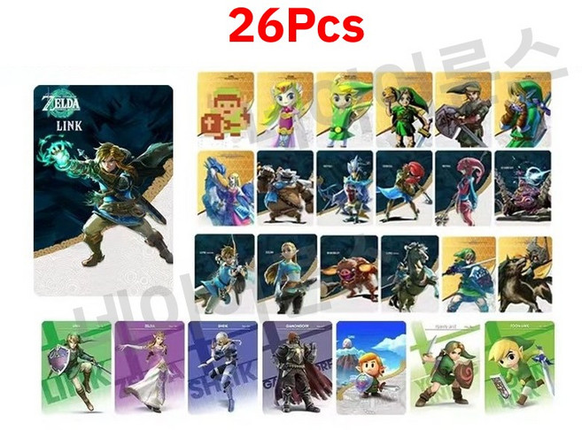 네이어른스 젤다의전설 전설 티어스 오브 더 킹덤 Amiibo 아미보 야생의 숨결 호환성카드 아미보 NFC 카드 세트, 26종, mini 카드, 1개