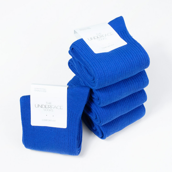 [국산] 언더페이스 남녀공용 프리미엄 탄탄 골지 양말 5족 세트 흘러내림 방지 이중밴드 패션 단색 [23색상]