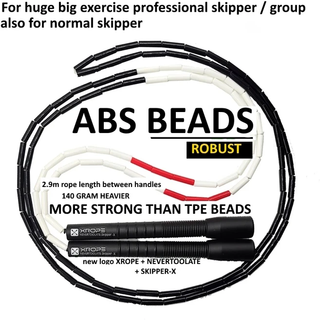 NEVERTOOLATE XROPE ABS TPE 7mm 하드 비즈 점프 스키핑 로프 비즈 전문 대회 2.9 미터 긴 핸들, 02=ABShardbeads2.9m, 2) ABS  beads 2.9m, 1개