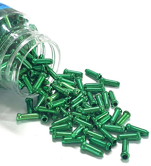 원폴뎀 자전거 브레이크 변속기 와이어 속선 마감재 엔드캡, 50개, 그린