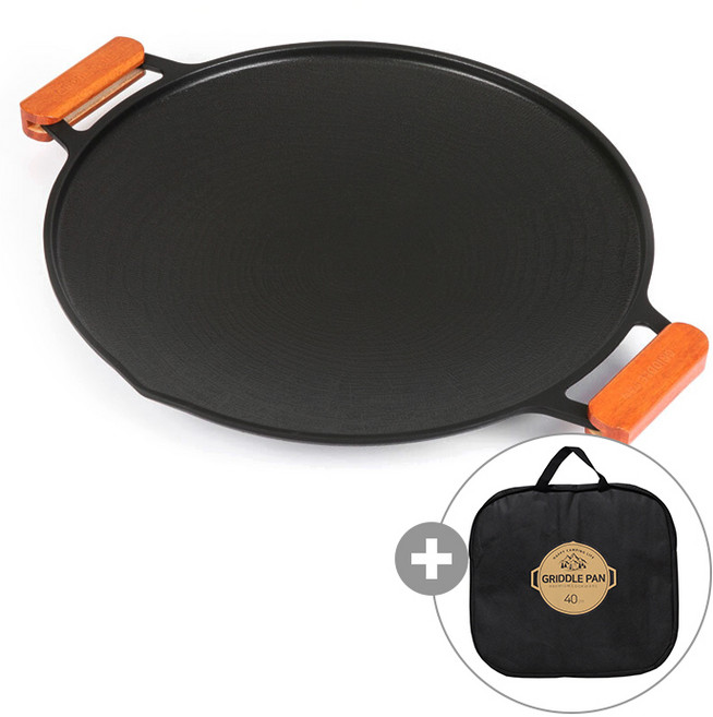 세정컴퍼니 퀸센스 올비아 IH 인덕션 캠핑 그리들팬+보관 가방+나무손잡이 증정, 올비아 IH인덕션 그리들팬 40cm+보관가방+나무손잡이, 1개