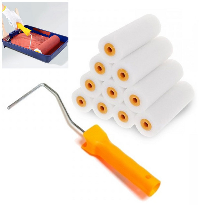 아이베란다 스펀지 롤러 10개 핸들 1개 도장도구 세트