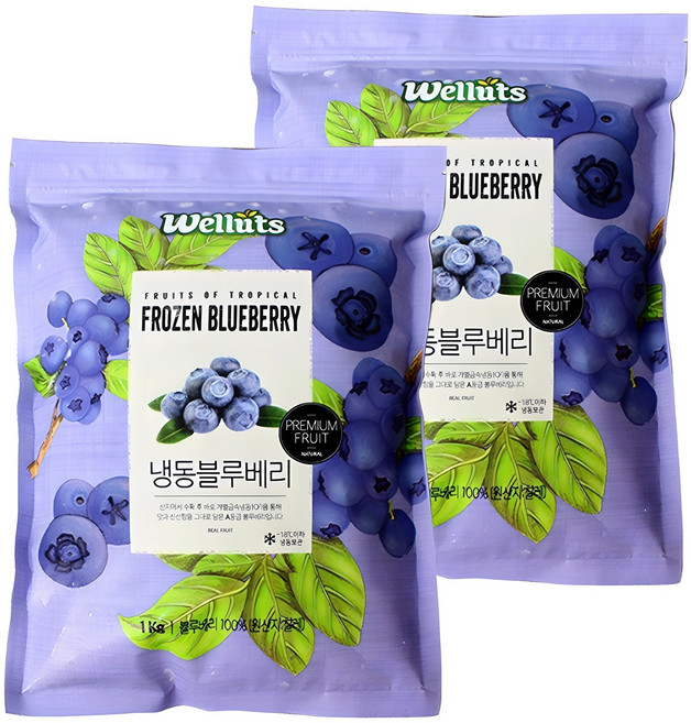 웰루츠 A등급 냉동 블루베리, 2개, 1kg
