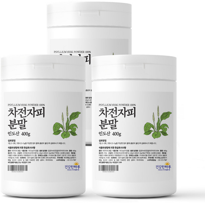 헬스앤푸드 인도산 차전자피(질경이껍질) 분말, 3개, 400g