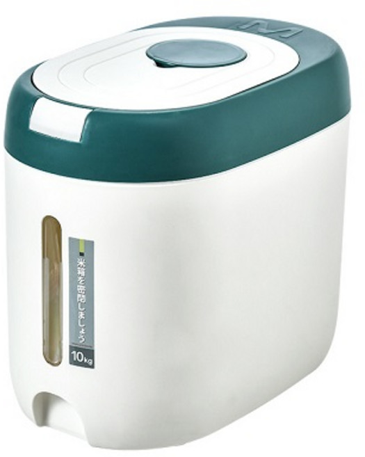 KAWASIMA 원터치 계량 쌀통 쌀독 쌀 보관통 10kg, 그린, 1개