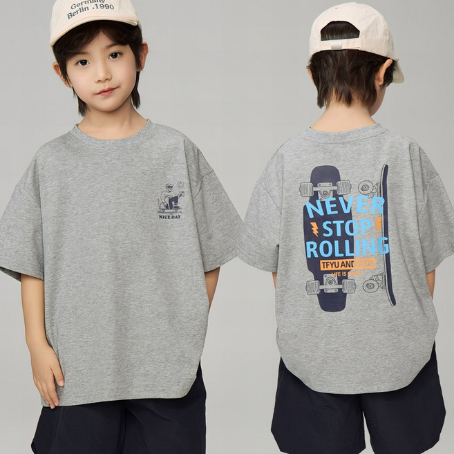 베비포 초중생 루즈핏 스케이트보드 그래픽 반팔티 -ZC8