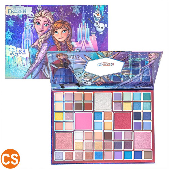 [미국직배송] 디즈니 겨울왕국 엘사 안나 55색 아이섀도우 팔레트 거울포함 쉬머 매트 청소년 학생 십대 어린이 여성용 초보자 크리스마스 조카 생일 선물, 1개, MULTI COLOR