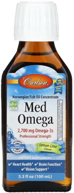 칼슨 오메가3 2700mg EPA DHA 함유 Med Omega 레몬 라임 액상 100ml, 1개 - 쿠팡