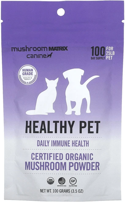 Mushroom Matrix Canine Healthy Pet 유기농 인증 버섯 분말 25lb 반려동물용 강아지 및 고양이용 100g(3.5oz), Mushroom Matrix Canine Heal..., 1개 - 쿠팡
