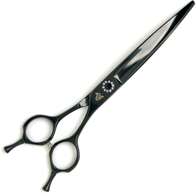 흑조 티타늄 커브가위 7인치 애견 강아지 미용가위 셀프미용 전문가용, 제트 블랙, 1개 - 쿠팡