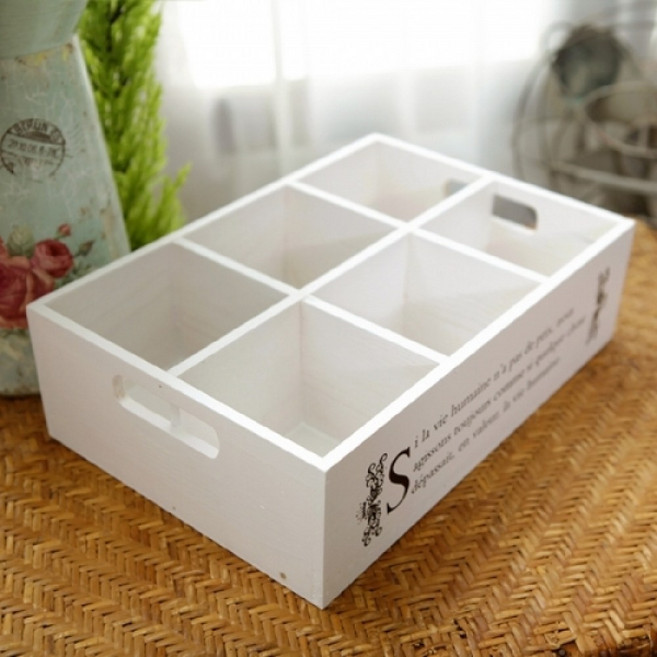 6칸 화이트 수납 박스보관 수납용품 바구니 라이프바스켓 정리함 정리박스 공간박스 리빙박스 우드정리함 소품정리함 미니서랍, 없음, 본상품