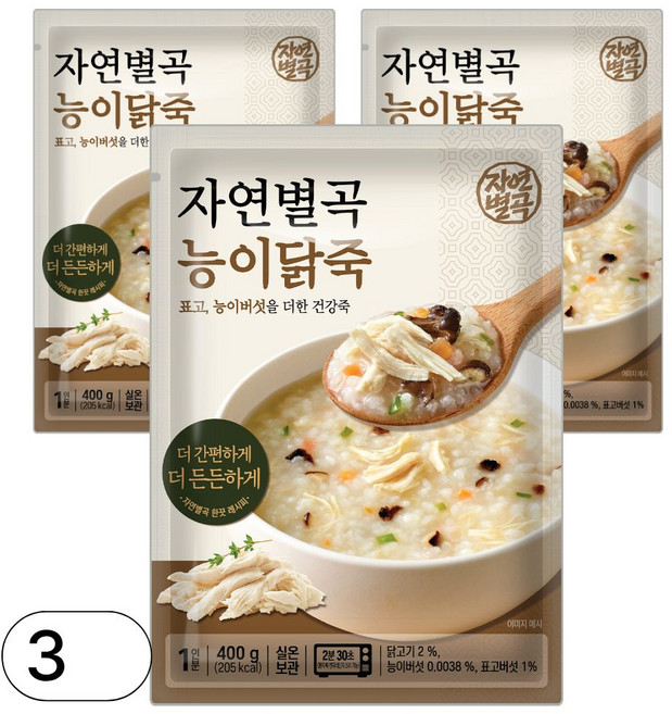 자연별곡 능이닭죽/능이삼계죽, 3개, 400g