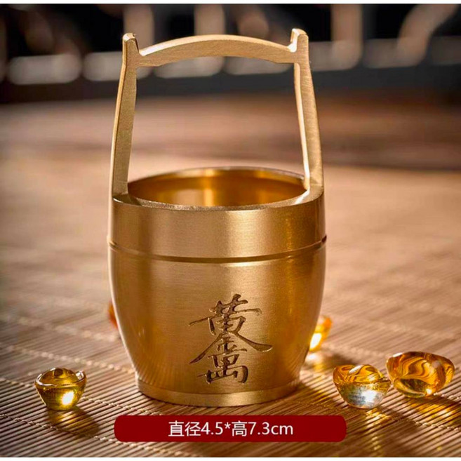 中式復古一桶金招財擺件 黃金萬兩金條辦公室客廳玄關風水擺飾, 黃金萬兩+金條(約250顆)