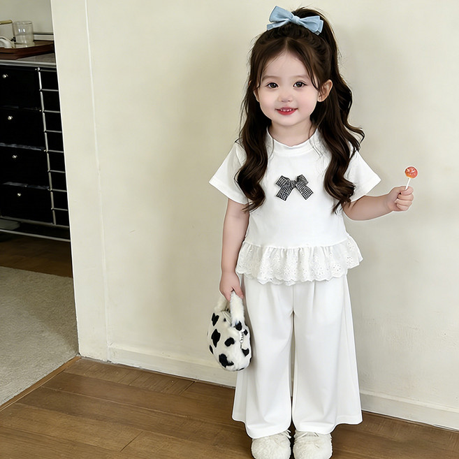 소소키즈 여아 리본 프릴 상하복 아동 키즈 주니어 찰랑찰랑 여름 세트