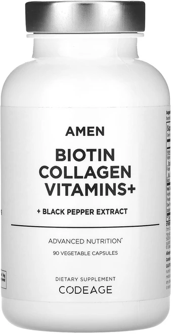 Codeage 아멘 비오틴 콜라겐 비타민+ 베지 캡슐 90정, Codeage아멘비오틴콜라겐비타민베지캡슐90정, 1개 - 쿠팡