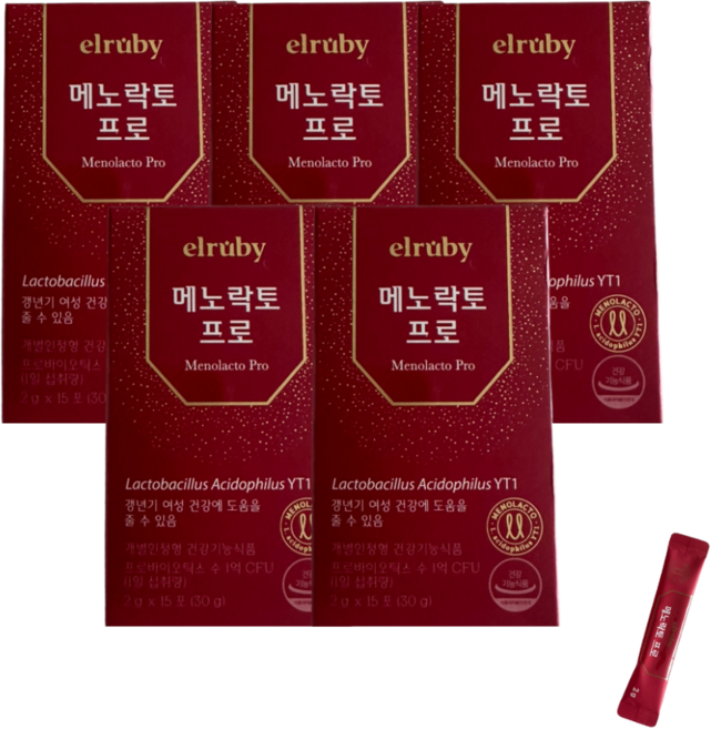 [본사] 휴온스 박미선 갱년기유산균YT1 분말 엘루비 메노락토 프로 15일분 15포 1박스, 15정, 5개